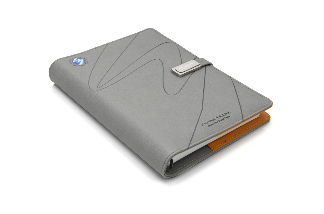 Ledernes Notizbuch Grey High-Grade PUs mit magnetischer u-Scheiben-Schnalle, kundengerechtes Logo